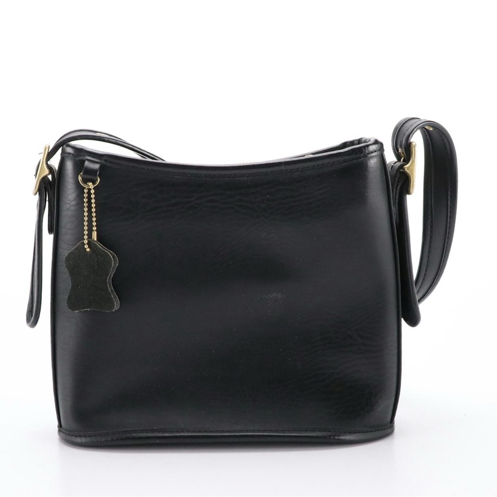 Black Faux Leather Shoulder Bag